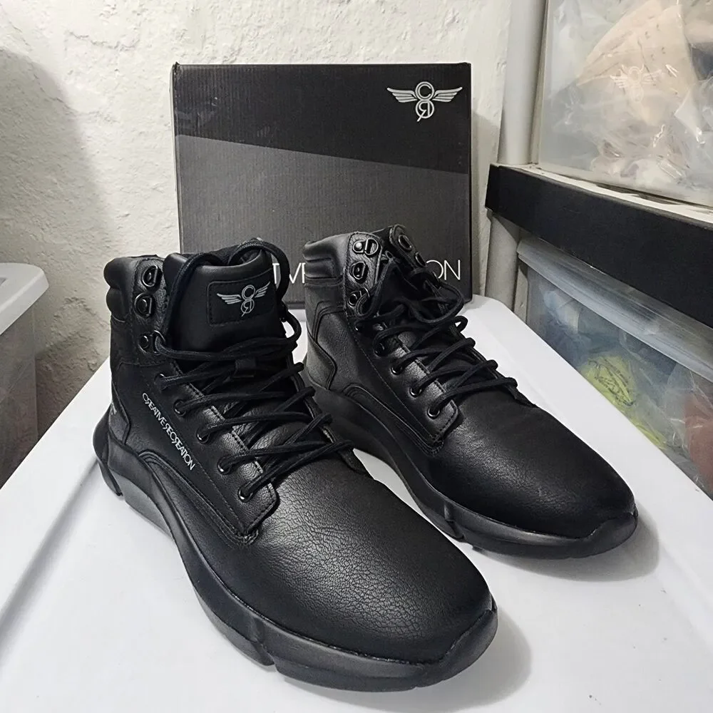Creative Recreation Journey Mid Sneaker Boots Black Faux Leather Lace-up Mens 12